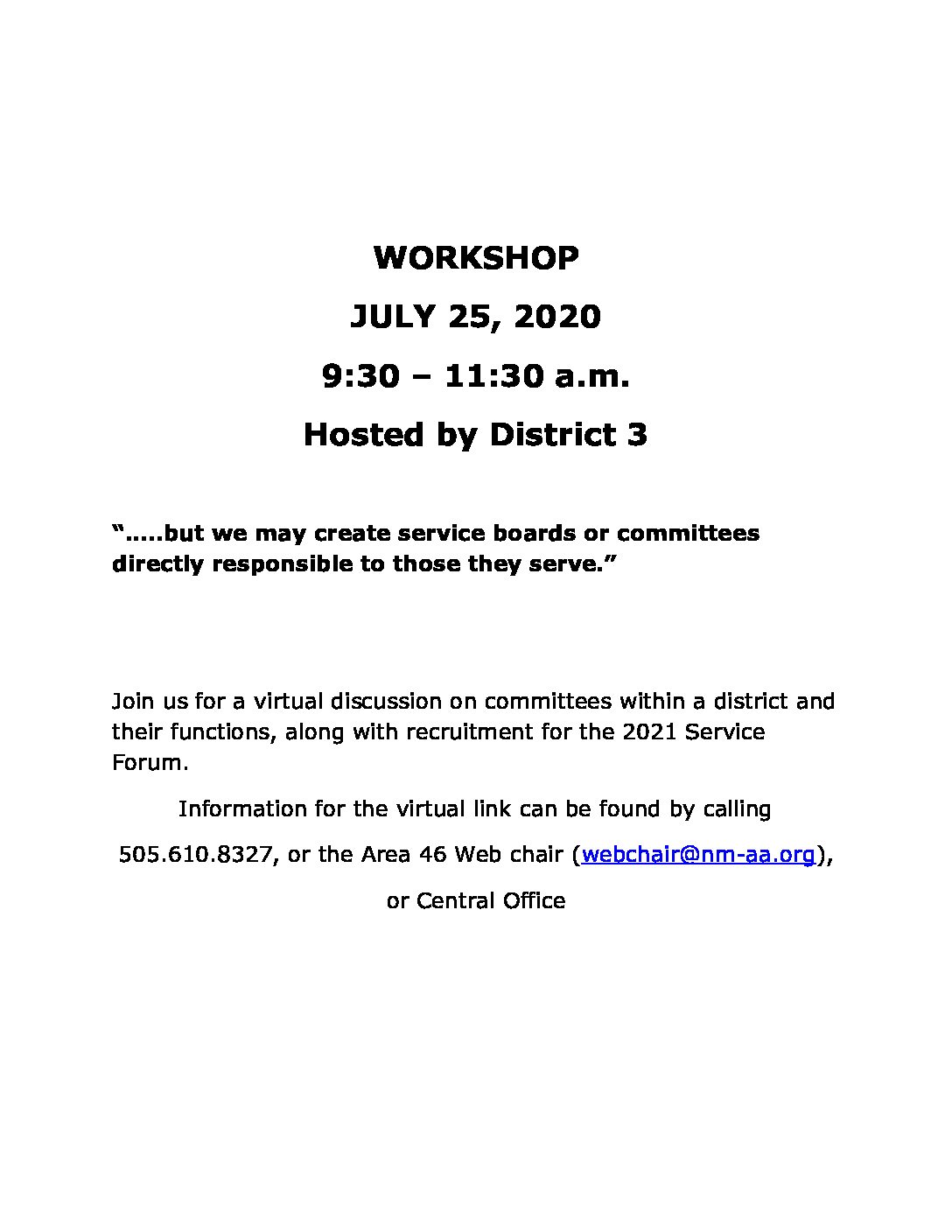 District 3 Service Workshop