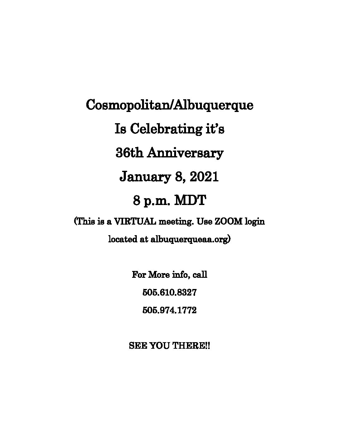 The Cosmopolitan Group Is Celebrating its 36th Anniversary January 8, 2021
