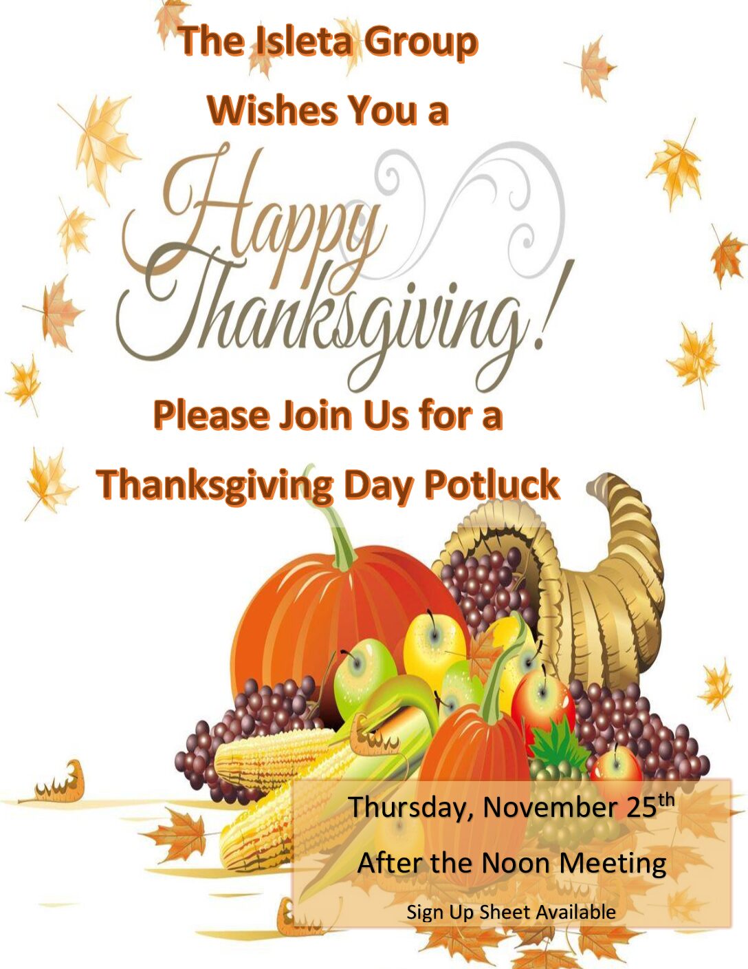 Isleta Club Thanksgiving Day Potluck