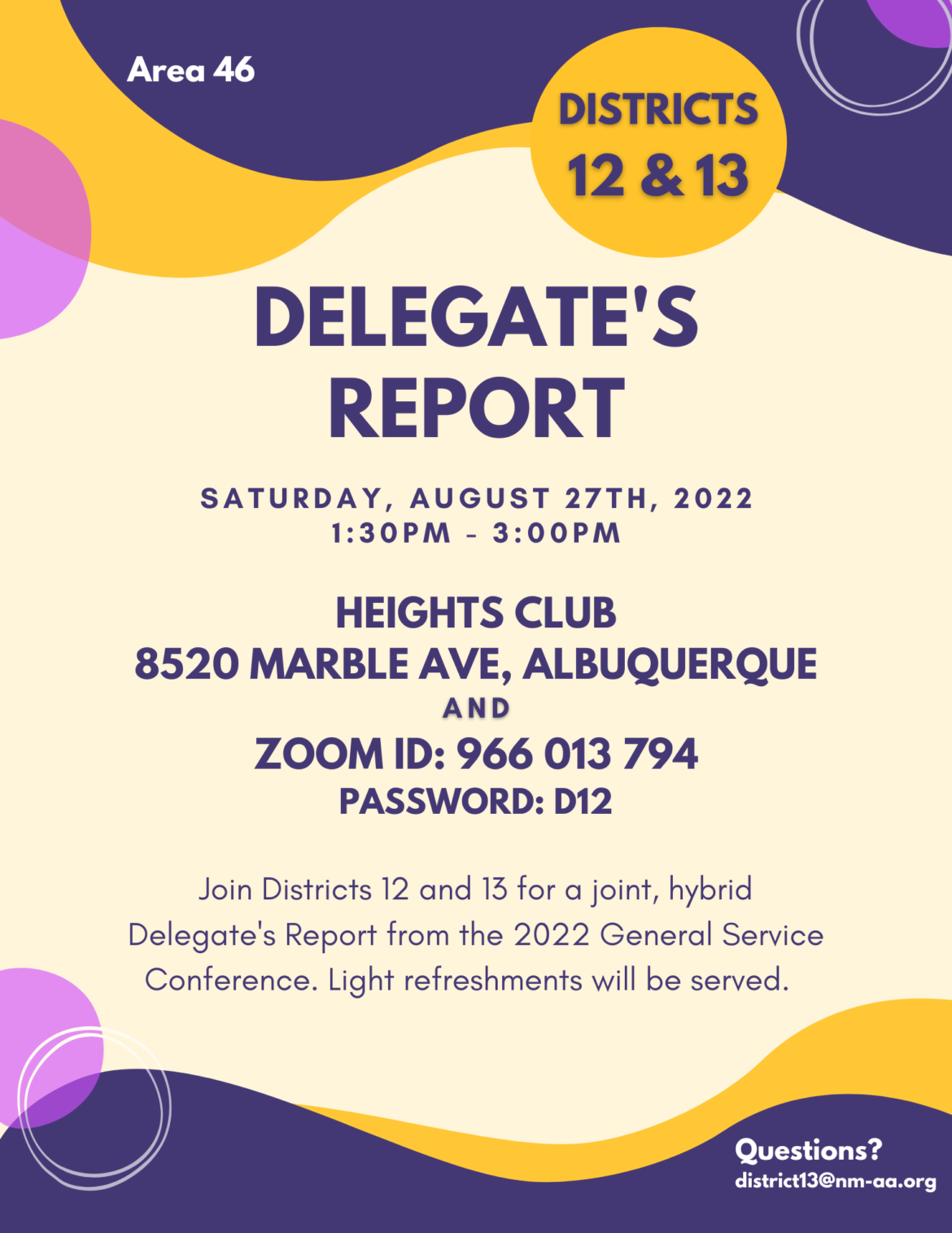 Delegate's Report to Districts 12 and 13 Flyer