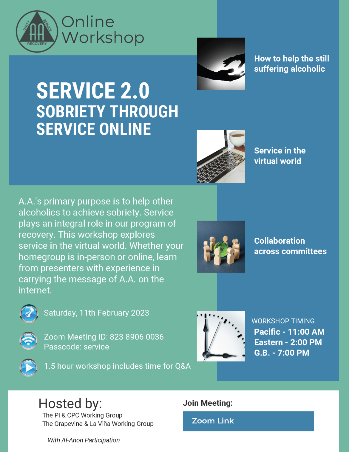 February 11: Sobriety through Service Online – Workshop